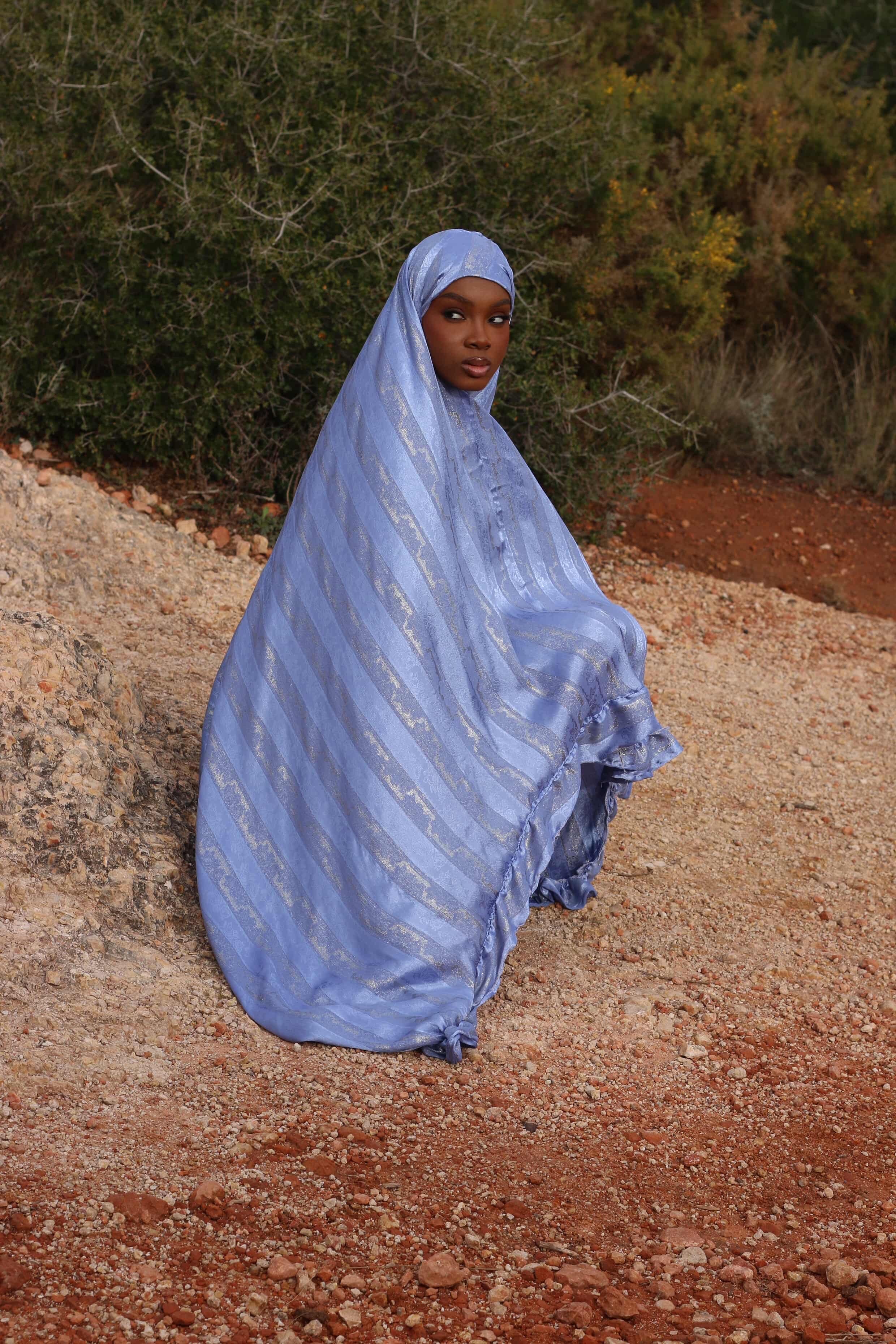 Ensemble de prière melhfa bleu