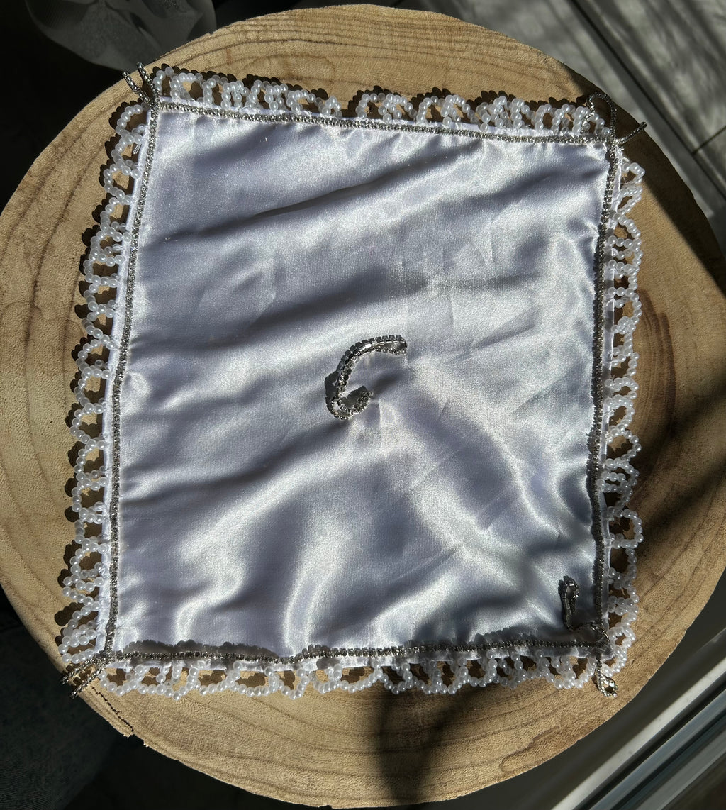 PRECOMMANDE Mendil traditionnel algérois blanc perlé