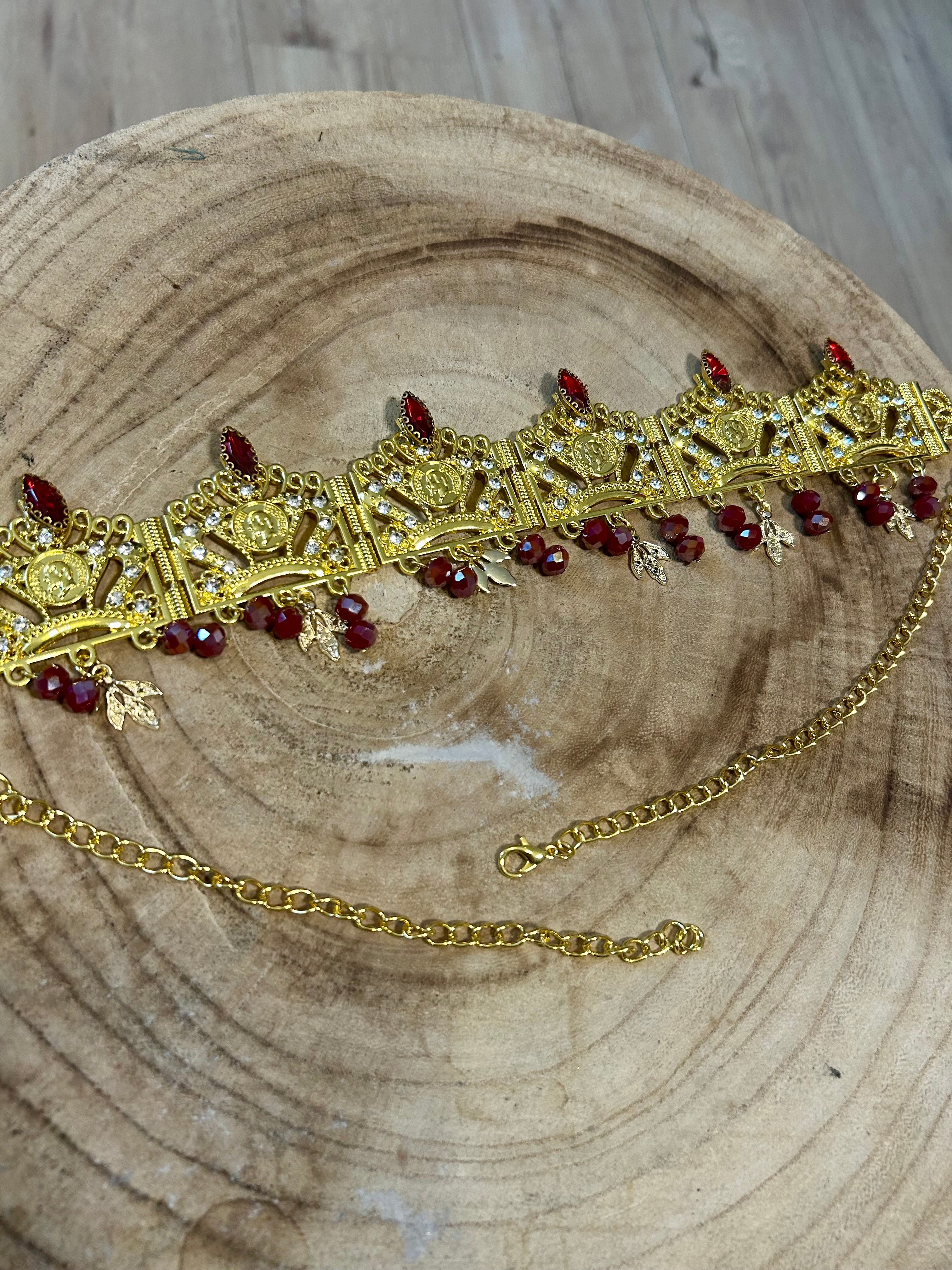 Bijou de tête traditionnel algérien bordeaux